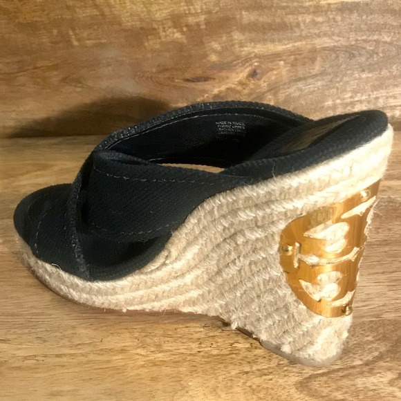 Tory Burch- Kristen, Black Fabric Canvas Wedge - Picture 5 of 8